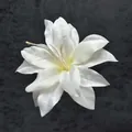 Artificial white lily flower head with realistic multi-layer petals and yellow stamens - Artificial Lily Flower Head / 13cm / White