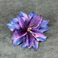 Handmade gradient blue and purple fabric lily flower hair clip with realistic textures - Blue and Purple