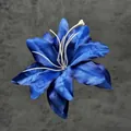 Artificial deep blue orchid flower head with silk petals for DIY wedding decor - Artificial Lily Flower Head / 13cm / Sapphire Blue