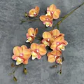 Realistische 10-kops 3D-film orchidee in oranjegeel voor bruiloft en huisdecor - Oranje