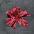 Artificial deep red lily flower head for wedding decor with ruffled satin petals - Artificial Lily Flower Head / 13cm / Dark Red