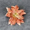 Orange lily hair clip with silk gradient petals and delicate white filaments decoration - Tan