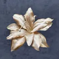 Elegant gold artificial lily flower head in silk fabric for wedding DIY decorations - Artificial Lily Flower Head / 13cm / Coffee