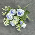Künstlicher 10-köpfiger Rosenstrauß in Hellblau und Lila für Hochzeit und Heimdeko - Blau