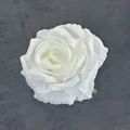 Single pure white artificial silk rose head 11cm for wedding decoration and DIY crafts - White