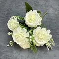 Kunstmatig wit hibiscus rozenboeket met vijf grote bloemen en groene bladeren - Wit