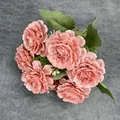 Kunstmatig hibiscus rozenboeket in koraalroze met groene bladeren voor huisdecoratie - Koraal