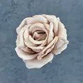 Elegant beige silk velvet artificial rose flower head with vintage textured petals - Light Coffee