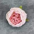 Testa di peonia artificiale in seta rosa con foglia verde per decorazioni di nozze DIY - Rosa