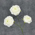 Kunstmatige witte roos tak met drie bloeiende koppen voor decoratie en bruiloften - Wit