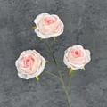 Kunstmatige roos met 3 koppen en zijden bloemblaadjes in roze en ivoor wit - Roze