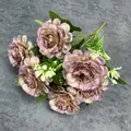 Kunstmatig hibiscus rozenboeket in vintage stoffig paars voor bruiloft decoratie - Grijs Paars
