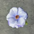 Artificial hibiscus rose head in light blue and lavender gradient with green leaf - Blue