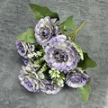 Kunstboeket met paarse en witte zijden rozen voor bruiloft en interieurdecoratie - Paars