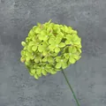 Single stem green artificial hydrangea flower with subtle red edges for home decor - Green
