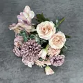 Artificial peony and rose flower bouquet in vintage pink and purple for home decor - Autumn Rose Purple