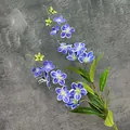 Artificial 3D printed blue-purple silk jasmine flower branch with realistic green leaves - Blue