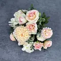 Artificial mixed bouquet with pink roses and champagne dahlia for home decor - Autumn Rose Pink