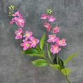 Lifelike 2-fork 3D printed jasmine decorative flower in soft pink with green leaves - Purplish Red