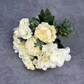 Ramo de peonías artificiales de 7 ramas en blanco crema y beige para decoración floral - Peonía de Otoño Blanco