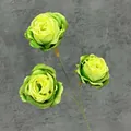 Kunstmatige geelgroene roos met 3 bloemkoppen voor bruiloft en huisdecoratie - Groen
