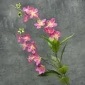Pink 3D printed jasmine silk flowers with green leaves on brown artificial branches - Rose Red