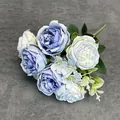 Mazzo di peonie artificiali in blu e crema per matrimoni e decorazione d'interni - Blu bicolore