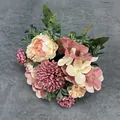 Ramo artificial de peonías y hortensias en rosa viejo y beige para decoración casa - Peonía de Otoño Rojo Ladrillo