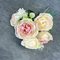 Bouquet di peonie artificiali a 6 teste in rosa e crema per decorazioni nuziali - Rosa bicolore