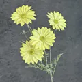 Stelo di margherita gialla artificiale con quattro fiori realistici e un bocciolo verde - Giallo