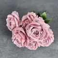 Artificial 7-head silk rose bouquet in dusty pink color for wedding home decoration - Dust Rose