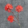 Three-head artificial red onion ball flower branch for vibrant home and wedding decor - Red