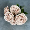 Champagne pink faux silk rose bouquet with seven heads for elegant home decor - Light Coffee