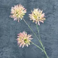 Artificial 3-head onion ball flower spray in soft yellow and pink gradient finish - Pink