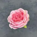 Testa di rosa artificiale rosa sfumato con foglie verdi per decorazioni - Rosa Intenso