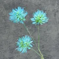 Artificial 3-head light blue onion ball flowers with green stem for home decor - Blue