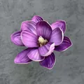 Einzelne lila EVA Kunst-Magnolienblüte mit realistischen Blütenblättern und weißem Rand - 13cm / Lila mit Weißem Rand (Nr. 4)