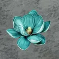 Realistische blaugrüne EVA-Magnolienblüte mit gelben Staubblättern und weißem Rand - 13cm / Blaugrün mit Weißem Rand (Nr. 5)