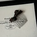 Elegant tortoiseshell resin bow hair comb with durable metal teeth for styling - Dark Coffee