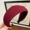 Deep wine red padded cotton headband with soft knit texture and anti-slip lining - Burgundy