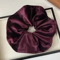 Elastico per capelli in velluto viola scuro stile francese con trama a coste per acconciature - Rosso Marrone