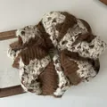 Elastisches Strick-Haargummi aus Jacquard-Plüsch in Kaffee und Beige für Damen - Braun