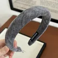 Handgefertigter dicker grauer Samt-Haarreif für Damen mit weicher Textur und Volumen - Grau