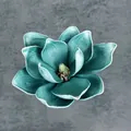 Blaugrüne EVA-Magnolienblüte mit weißem Rand und gelben Staubgefäßen für Deko - 15CM / Blaugrün mit Weißem Rand (15cm Nr. 5)