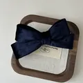 Nahaufnahme einer dunkelblauen Samt-Schleifenspange mit eleganter Textur in Geschenkbox - Marineblau