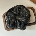 Chouchou rétro en tweed épais avec motif à carreaux marron foncé et vert - Noir Brun