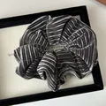 Deep grey oversized velvet scrunchie featuring premium pleated texture and silky gloss - Gray
