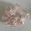 Macro detail of champagne pink organza scrunchie showing pearlescent fabric and pleated texture - Light Pink