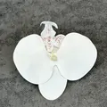 Single white artificial orchid flower head with pink center for DIY wedding decor - Simulation Phalaenopsis Flower Head (Small) / 9.5CM / White