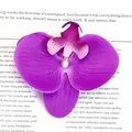 Artificial purple orchid flower head with a pearl center for DIY wedding decor - Simulation Phalaenopsis Flower Head (Small) / 9.5CM / Purple